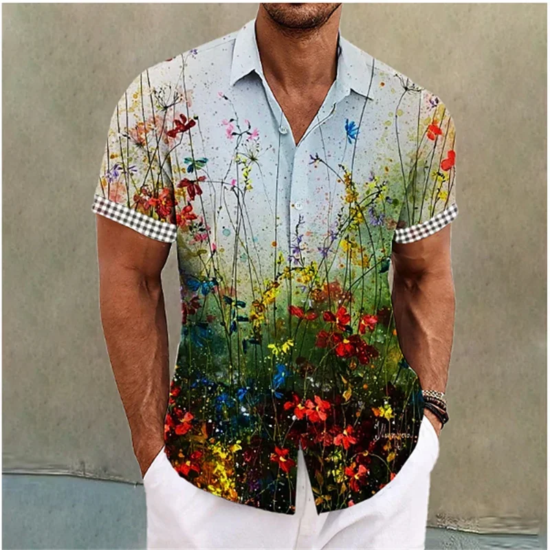 

Latest Men's Shirts Hawaiian Shirt Floral Pattern Cuff Purple Outdoor Street Short Sleeve Fashion Streetwear Designer Casual