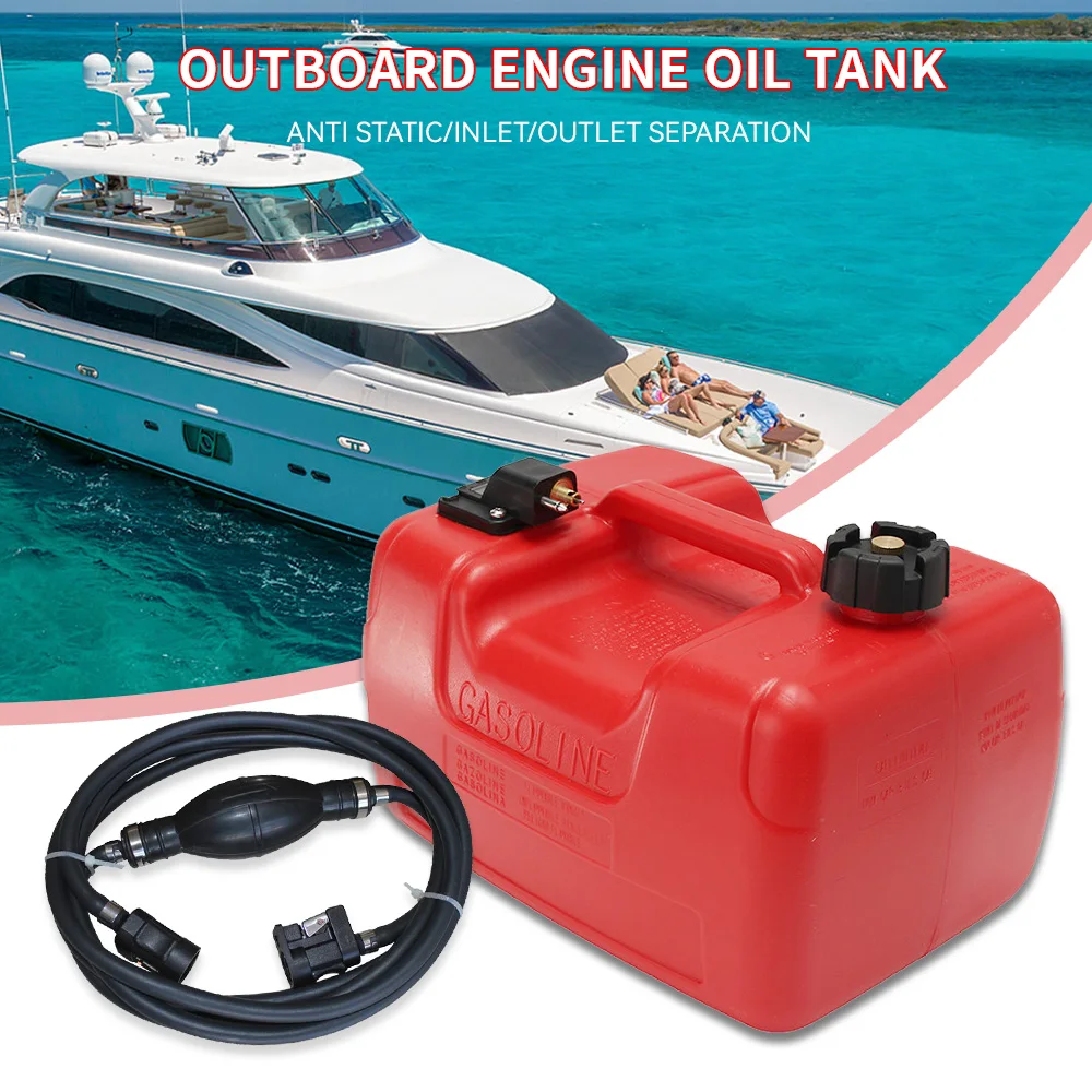 12L Boat Outboard Fuel Tank Oil Box With Connector Red Plastic Anti-static Corrosion-resistant For Boat Yacht Engine Marine