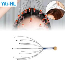 Head Massager Hair Scalp Relax Massage Scratcher Metal with 12 Claws Instrument Head Scratching Relaxation Octopus Tools