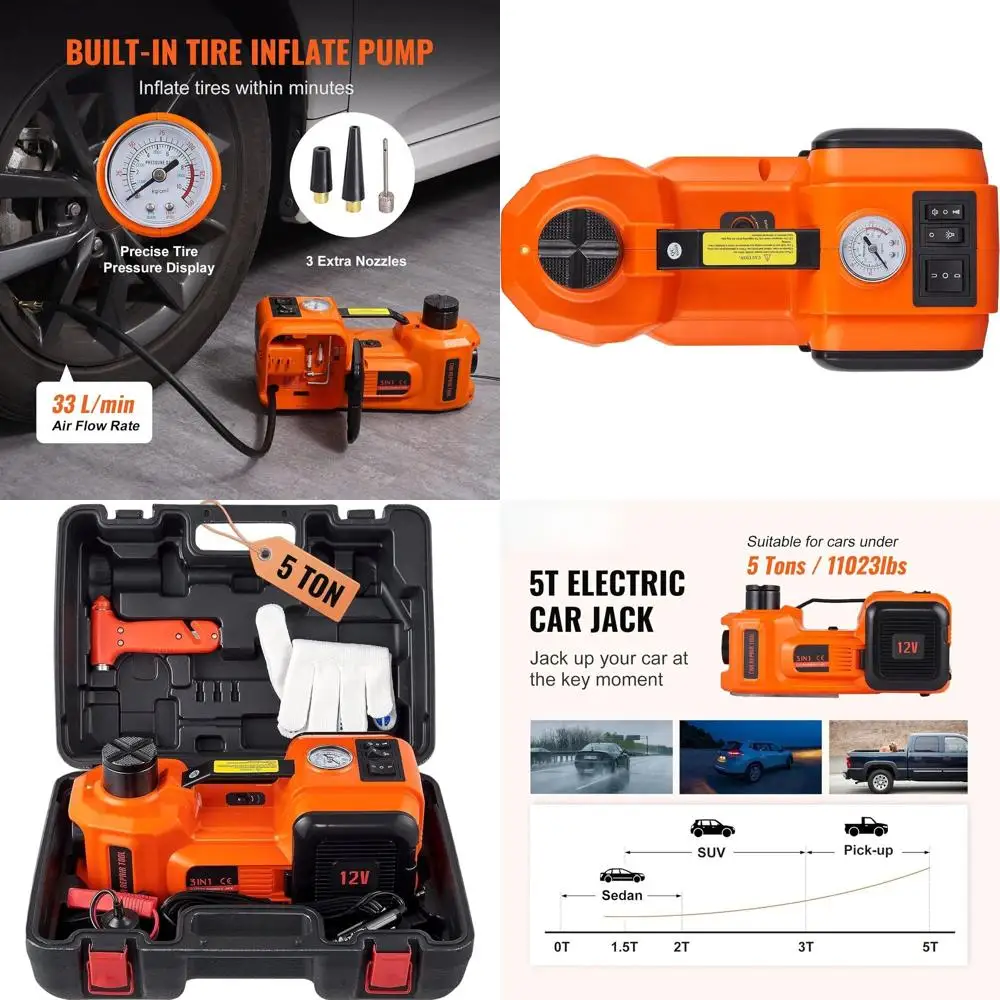

5-Ton Hydraulic Car Jack with Inflatable Pump and LED Light for SUV, MPV, Sedan, and Trucks - Portable Lifting Tool for Tire Cha