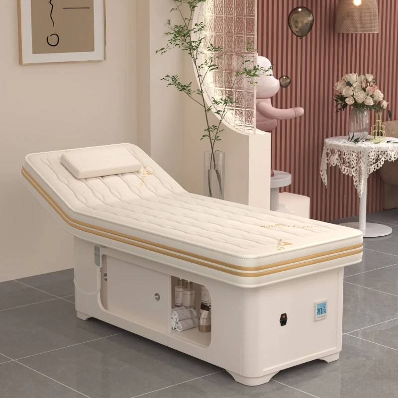 Electric latex solid wood beauty bed, high-end massage bed for beauty salons, physiotherapy massage SPA new bed