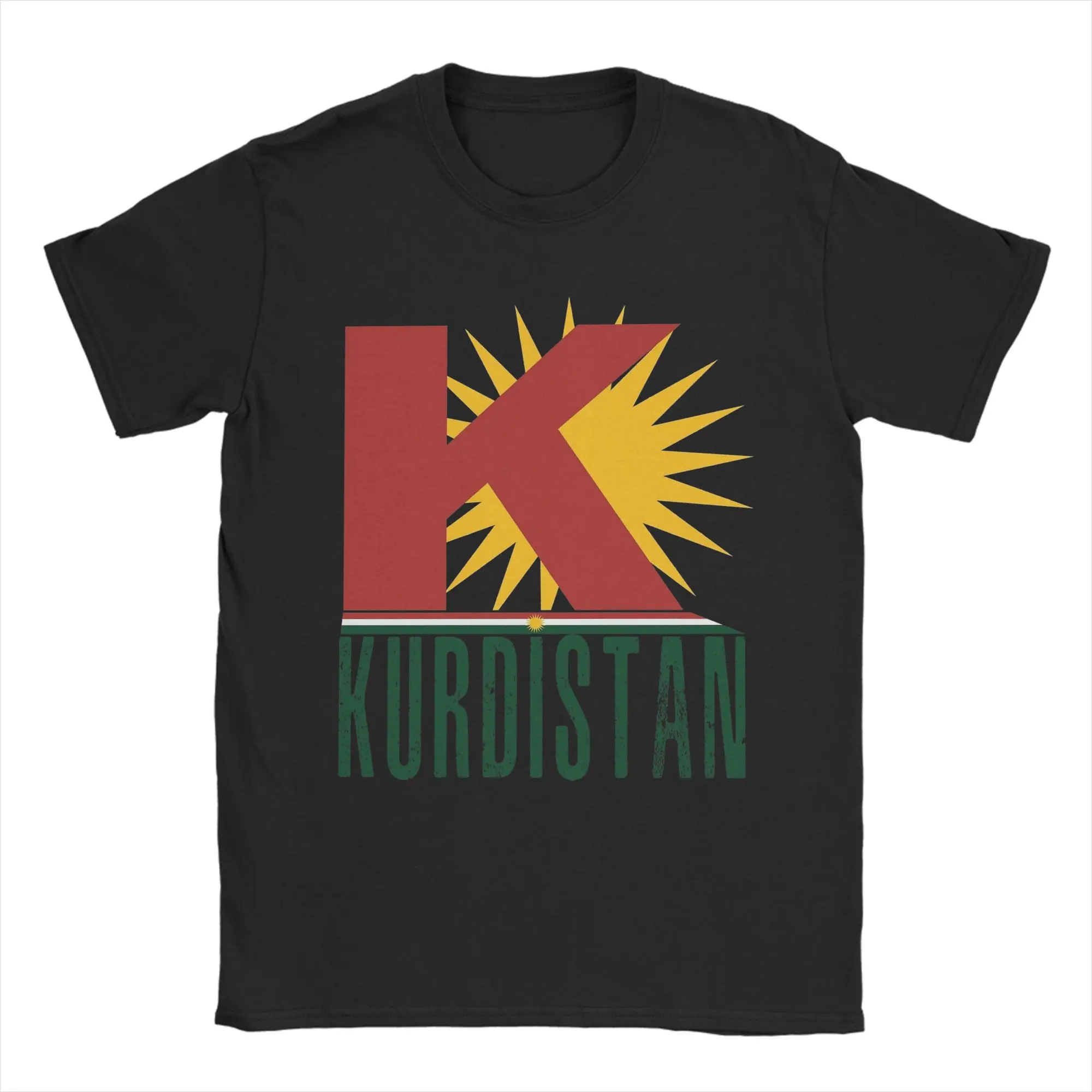 

Kurdistan Flag Map T Shirt for Men Pure Cotton Novelty T-Shirt Crew Neck Tee Shirt Short Sleeve Clothing Plus Size