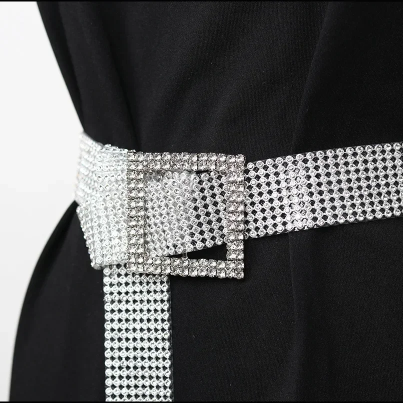 2023 Fashion Rhinestone Belt Ladies with Skirt Jeans Decoration High Quality Belts for Women Luxury Designer Brand Gold Silver