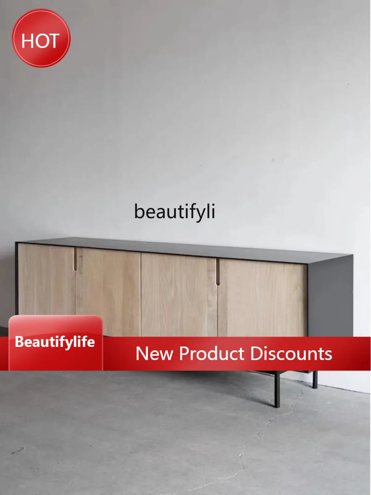 

A57 Italian Minimalist Solid Wood TV Cabinet Black Walnut Wooden Locker Nordic Modern Mid-Ancient Misty Style Sitting Room Cabin