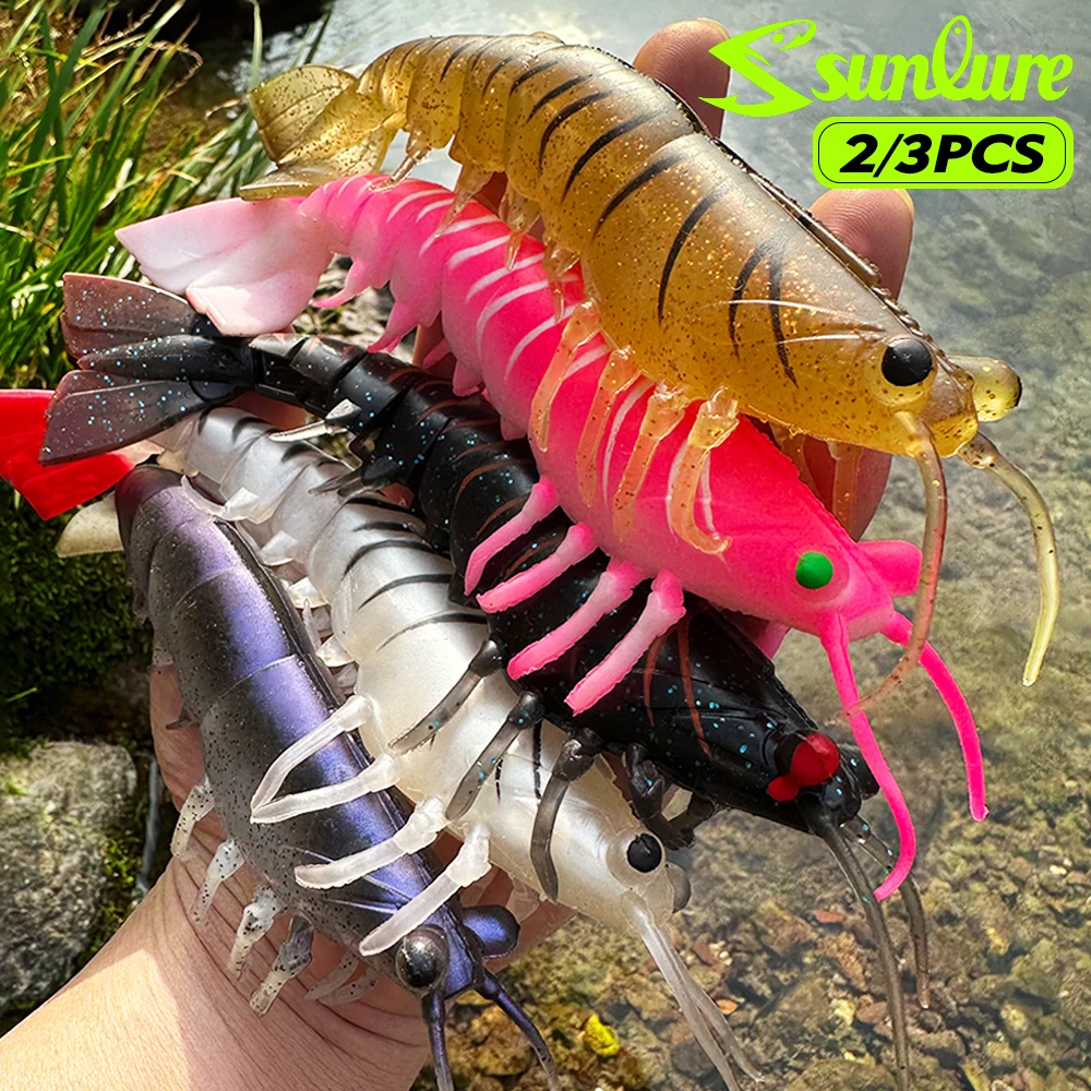 Sztuczne, miękkie i realistyczne przynęty wędkarskie w kształcie krewetek, do połowu morskiego na zewnątrz, na kalmary, na duże okonie morskie, 2/3 szt., 15/18 cm, przynęty wędkarskie.