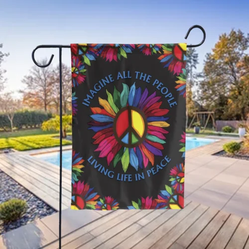 Hippie Flag, Imagine All The People Living Life In Peace Flag, Hippie Peace Flag ZZU WWL IIC