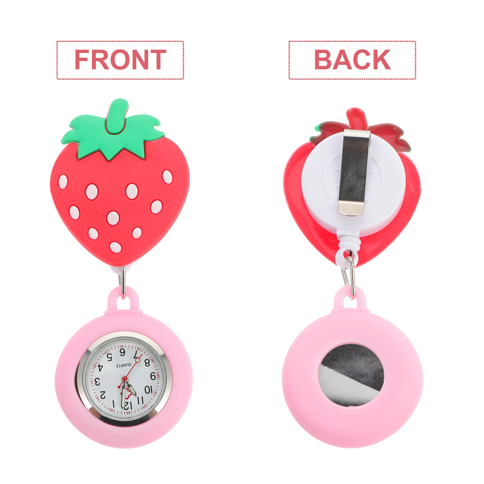 

Nurse Pocket Watch Strawberry Design Hanging Doctor Stretchable Clip On Silica Gel Chest Watches For Nurses Large Dial Easy