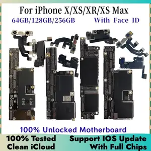 Bilashmart 100% Working iPhone X XR XS Max Motherboard Unlocked With/NO face ID Support Update Logic board Clean iCloud Mainboard
