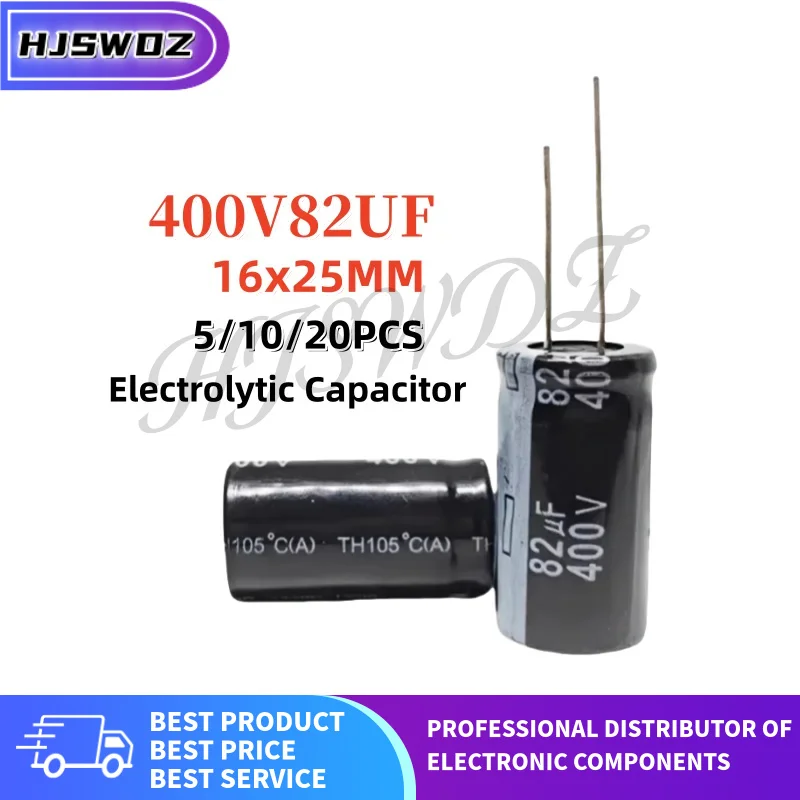 2/5/10PCS Brand New 400V82UF 16x25MM 400v 82uf 16*25mm Aluminum Electrolytic Capacitor