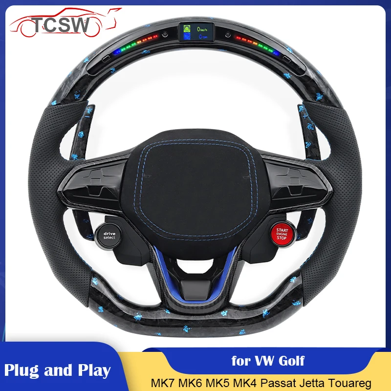 

2 Button Blue Forged Steering Wheel for Volkswagen VW Golf MK7 MK6 MK5 MK4 Passat Jetta Touareg Phaeton Tiguan Magotan Polo
