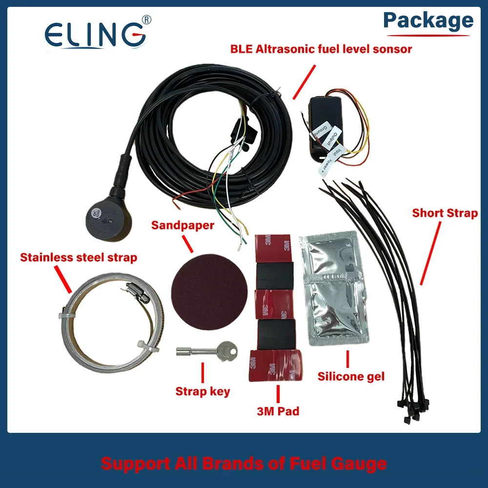 

ELING Ultrasonic Fuel Level Sensor Monitoring System Non-Contact Fuel Level Gauge Ohm Gauge for Truck Car Diesel Level Detection