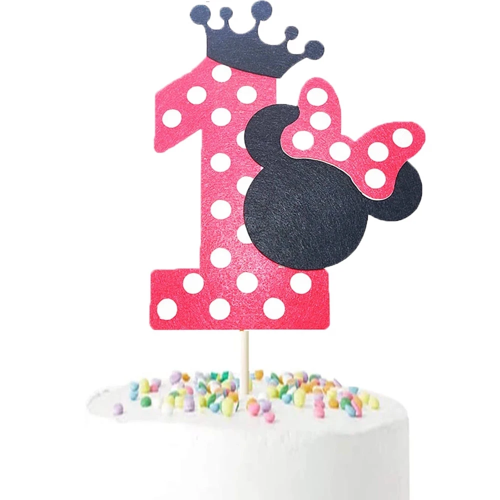 Neue Disney Minnie Fühlte Kuchen Topper Party Dekorationen Mädchen 1 Jahr Alt Dusche Kinder Liebe Kuchen Topper Jahrestag Geburtstags Weddin