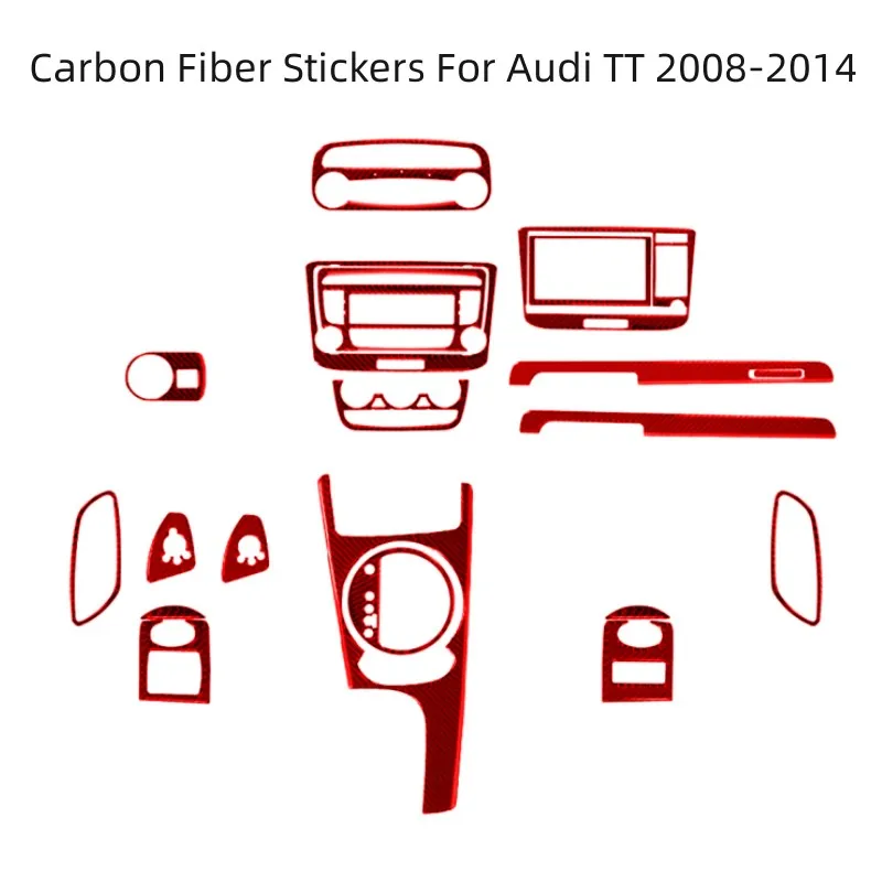 

Car Interior Accessories Carbon Fiber Red Stickers For Audi TT 2008-2014 Styling Accessories