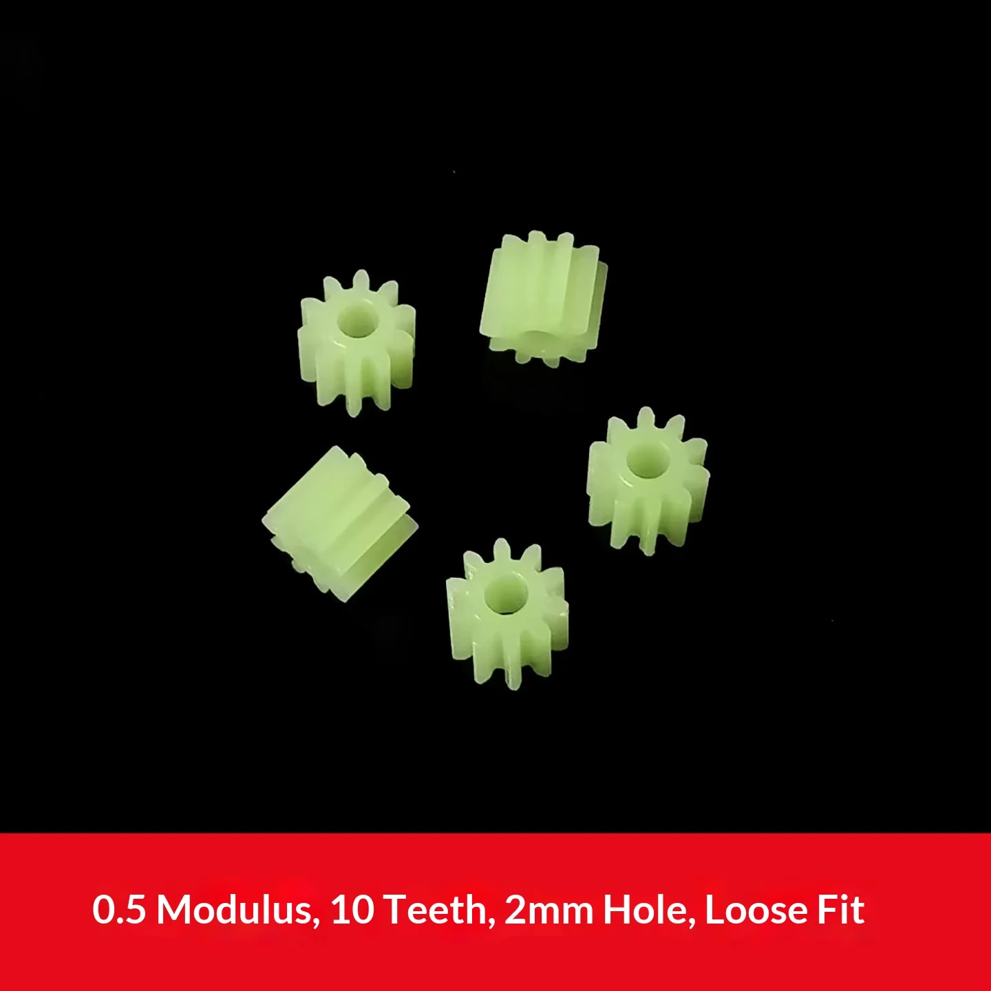 102B 100pcs 0.5 Module Plastic Gear, 10 Teeth, 2mm Hole Loose Fit, 102B Cylindrical Spur Gear, Reduction Gearbox Component