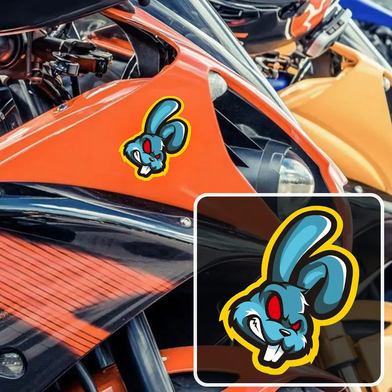 

1PC Angry Rabbit Motorcycle Sticker Waterproof for Motorbike Fuel Tank Side Panel Car Window Body Electric Scooter Vinyl Decal