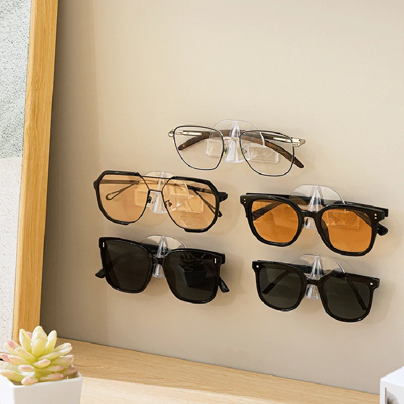 1pack Glasses Storage Rack, Wall-Mounted Sunglasses Storage Rack, Wall, Home Decoration (Transparent Color)