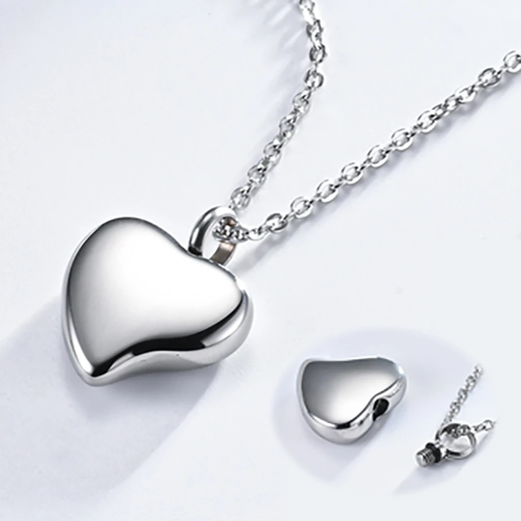 

Stainless Steel Heart Urn Pendant Necklace for Women Fashion Ashe Cremation Keepsake with Filling Kit Jewelry Gift