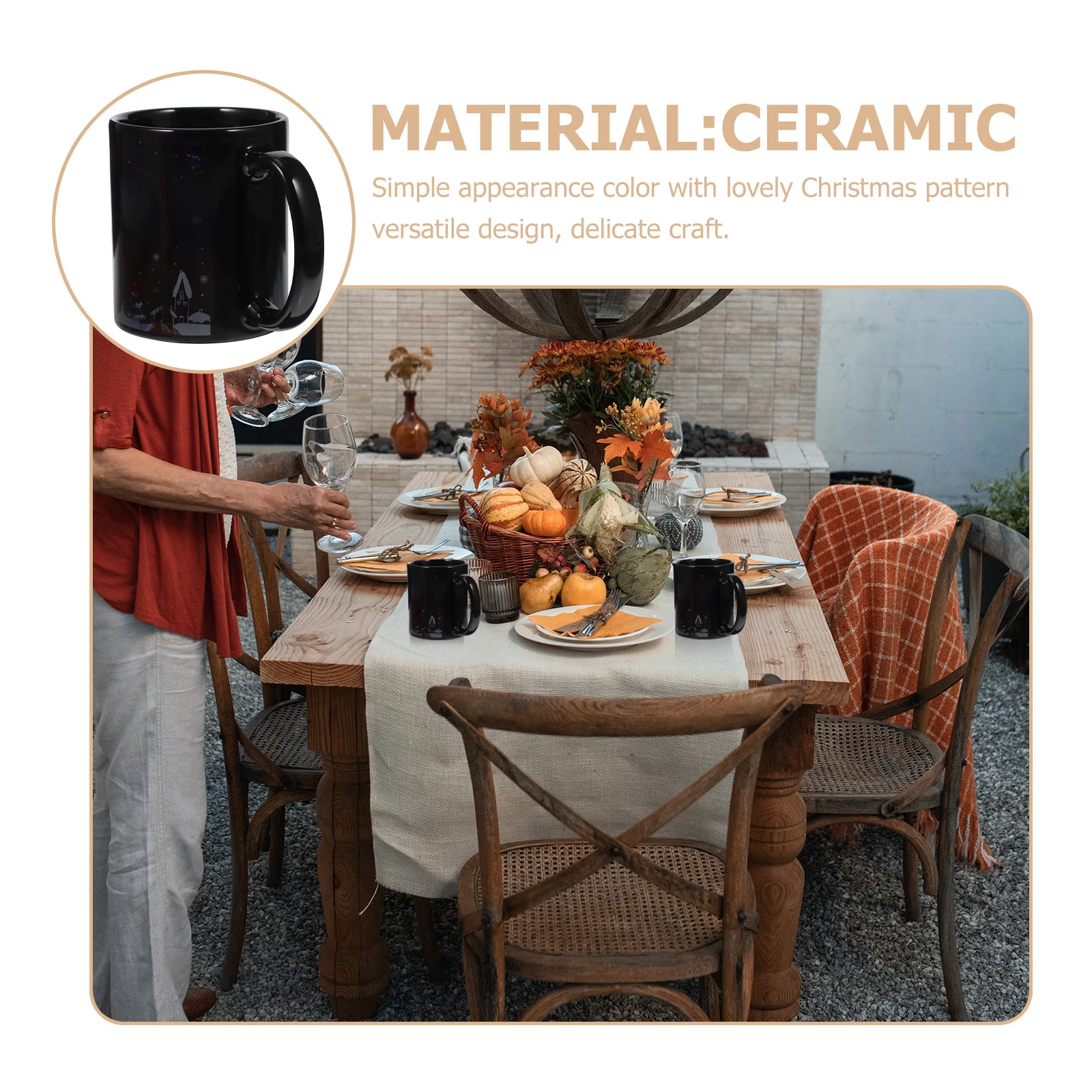 

Heat Color Changing Ceramic Christmas Mug Snowman Pattern Coffee Tea Milk Cup Holiday Decor Discoloration Christmas Mugs