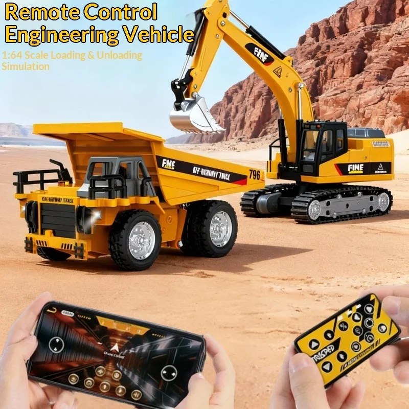 

1:64 Hengguan, новый мини-инженерный автомобиль серии, автомобиль с дистанционным управлением, самосвал из сплава, экскаватор, съемник, игрушечный автомобиль с дистанционным управлением