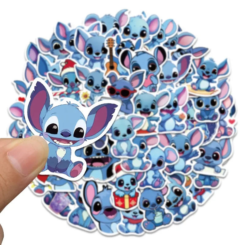 สติกเกอร์ลายการ์ตูนเอเลี่ยนสีฟ้า 50 ชิ้น สำหรับตกแต่งแก้วน้ำ กีตาร์ กระเป๋าเดินทาง DIY กันน้ำ