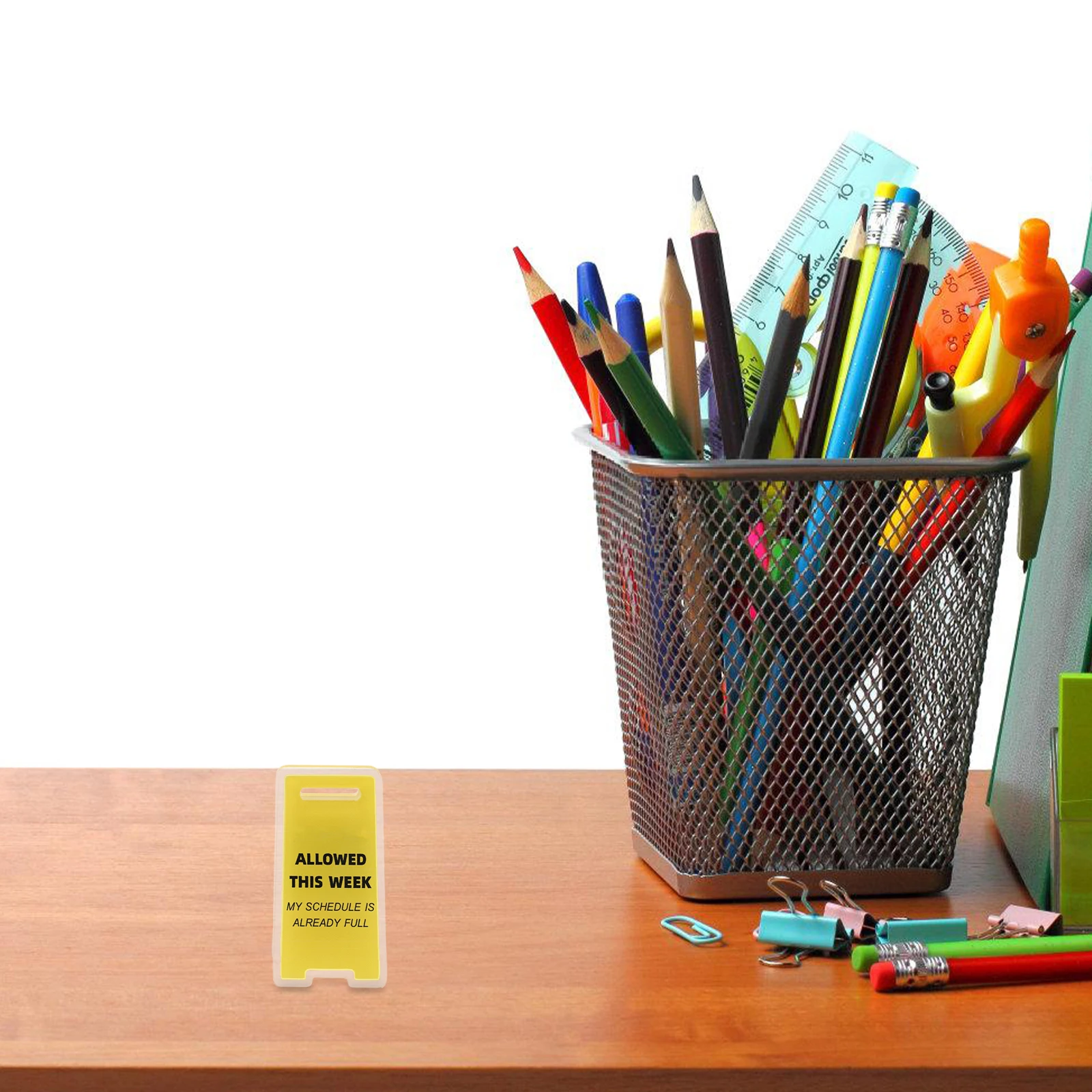 

12pcs Creative Desktop Decor: Mini Desk Warning Sign Note Holder Clip, Standing Memo For Office Table, Boss Desk Sign Funny,