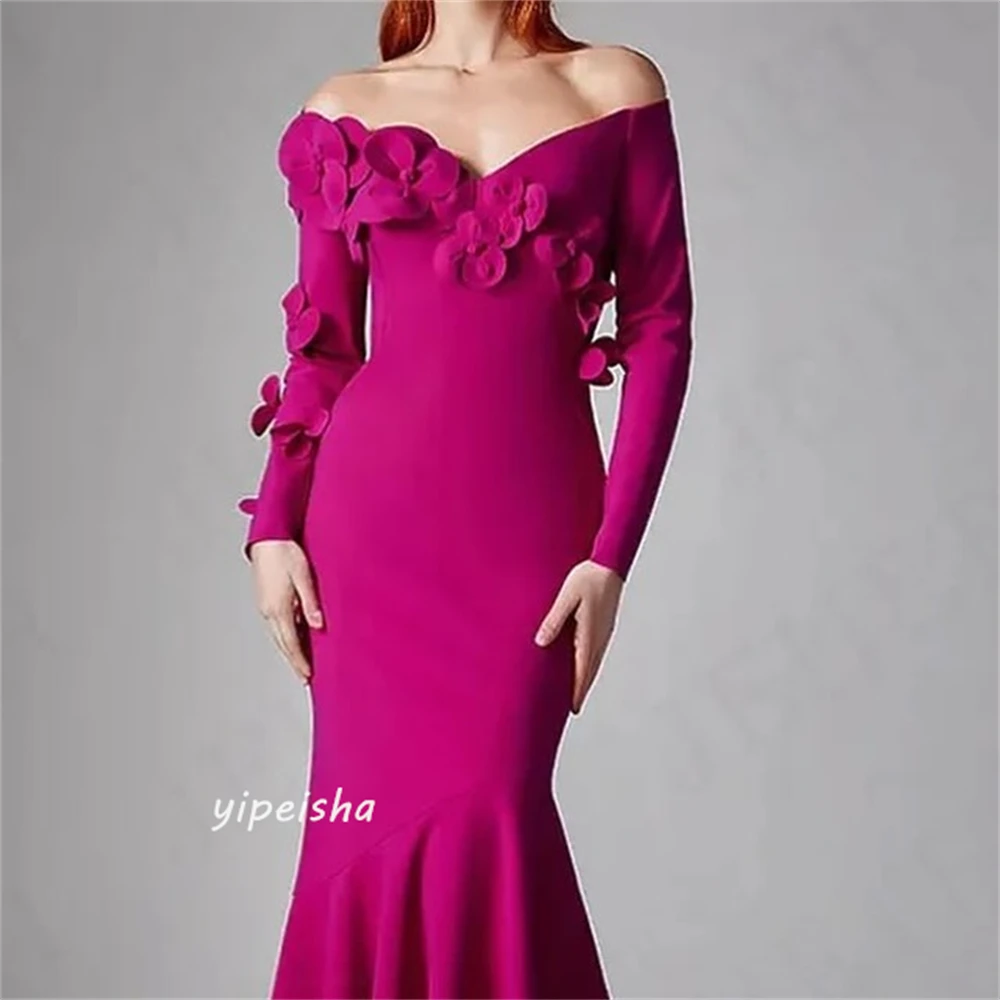 Customized Jiayigong s Flower Draped  Mermaid Off-the-shoulder Bespoke Occasion Gown Long Dresses