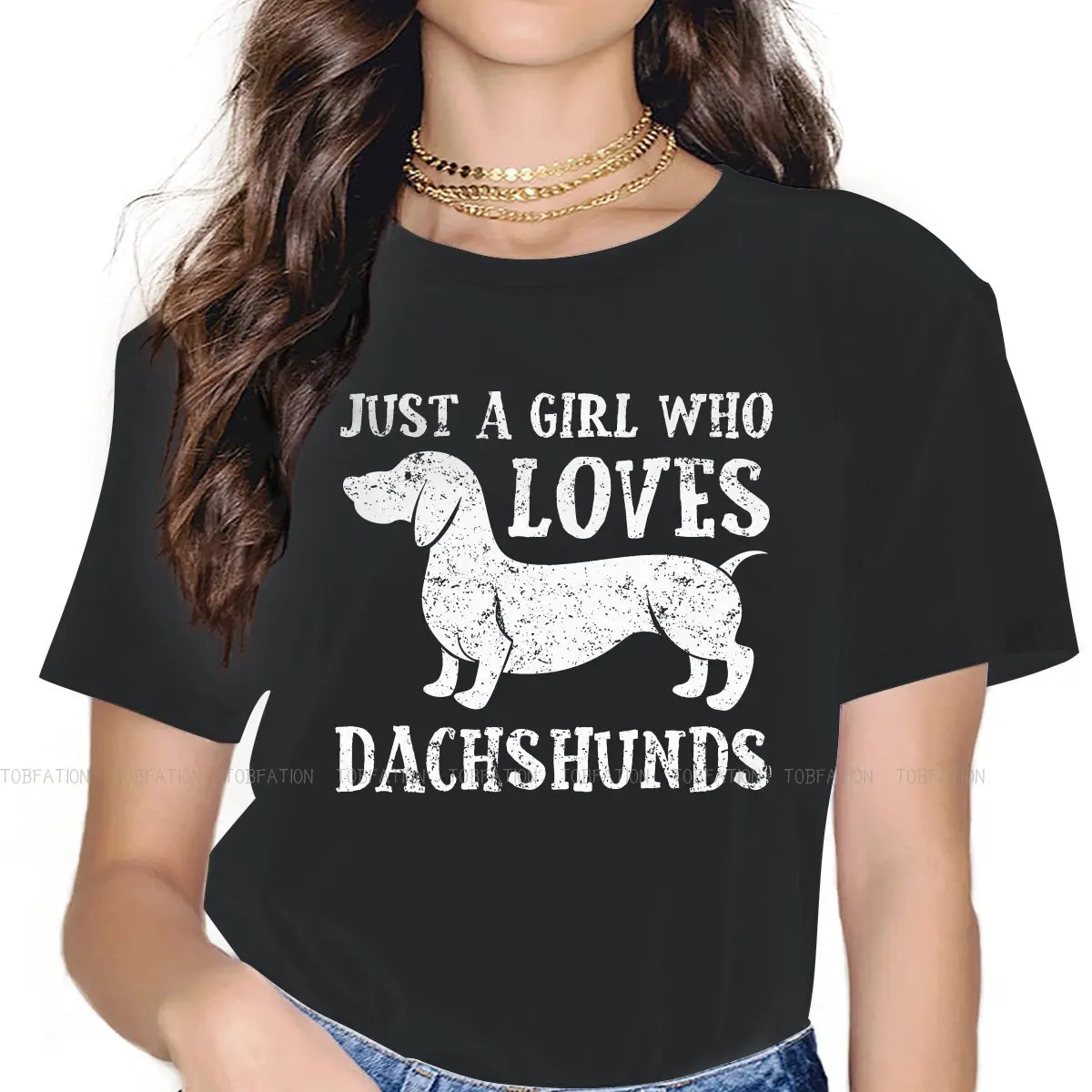 Just a Girl Who Loves Dachshunds Special TShirt for Girl Sausage Dog Comfortable New Design Graphic  T Shirt Short Sleeve