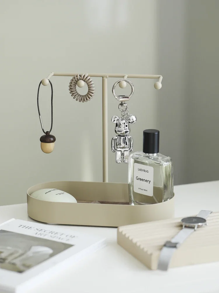 Light luxury Metal Key Holder Organizer - Magnetic Entryway Tray for Keys Wallet, Modern Desktop Storage Box Boho Home Decor