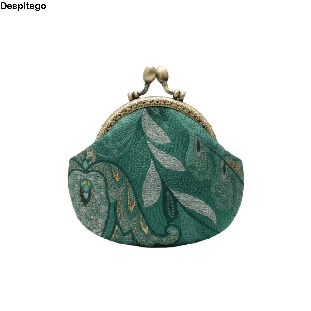 Anti-lost Kiss Lock Coin Purse Thickened Portable Brocade Mini Pouch Chinese Style Shell-shaped Embroidered Small Pocket Women