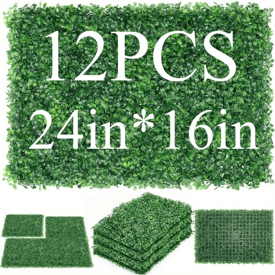 12 pieces of 24 x 16 artificial boxwood boards grass wall panels boxwood fence panels UV protection suitable for artificial gre
