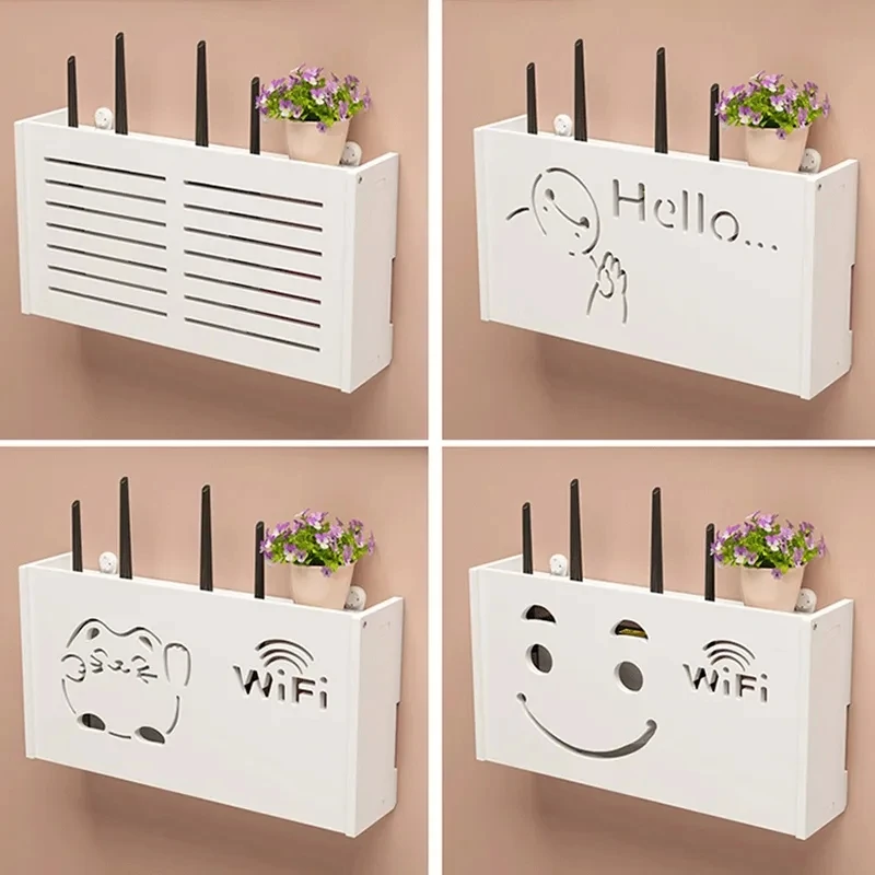 

Wireless Wifi Router Storage Box Wall-mounted Wooden Plastic Box Cable Power Wire Plug Organizer Box Router Storage Shelf