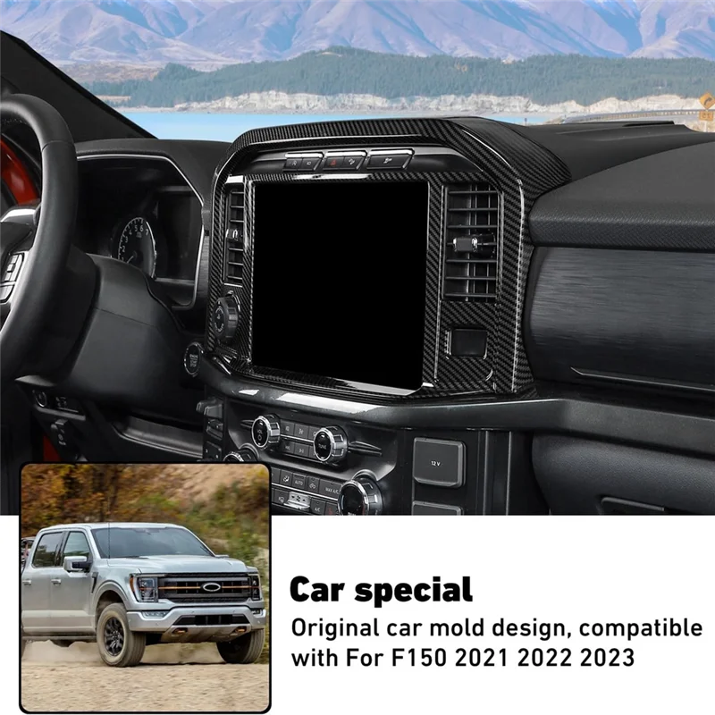 

AC54-углеродное волокно, накладка центральной панели управления для Ford F150 2021-2023, регулировка переменного тока + навигационная крышка рамы, 2 шт.