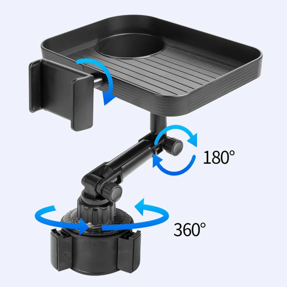 

1 Car Tray, Car Interior Accessory, Armrest Storage Compartment, Car Tray, 360° Rotating Car Cup Holder Extender with Removable