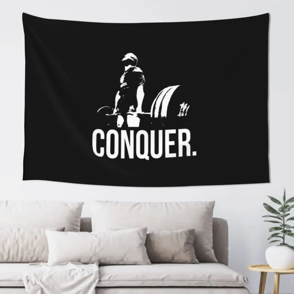 CONQUER - Powerlifting Motivation - Deadlift Tapestry Things To The Room Aesthetic Room Decors Home Decoration Tapestry