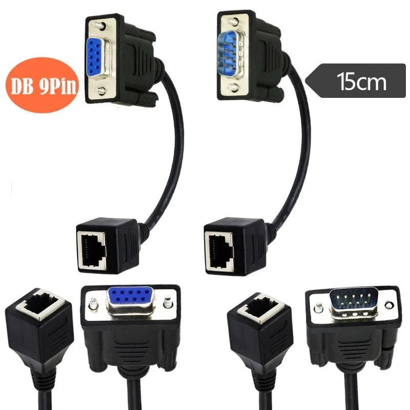 Ethernet кабель-удлинитель DB9, адаптер 9Pin RS232 DB9 папа 8pin Rj45 мама-разъем адаптера DB9 мама 8P Rj45 мама-разъем