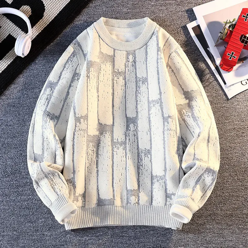 

Мужской круглый трикотаж Ne, повседневный свободный теплый зимний модный пуловер, свитер из мягкого полиэфирного волокна, молодежный Sle