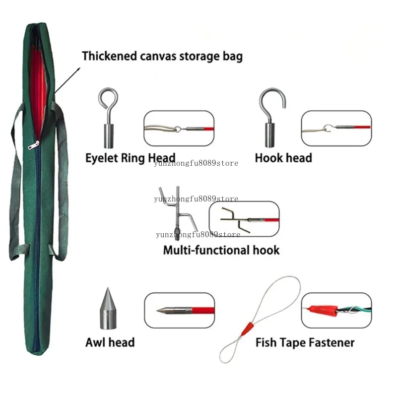 10Pcs 9mm×980mm Fiberglass Duct Rodder Cable Puller Fish Tape Flexible Wear Resistant Push Pull Wire Running Rod Kit
