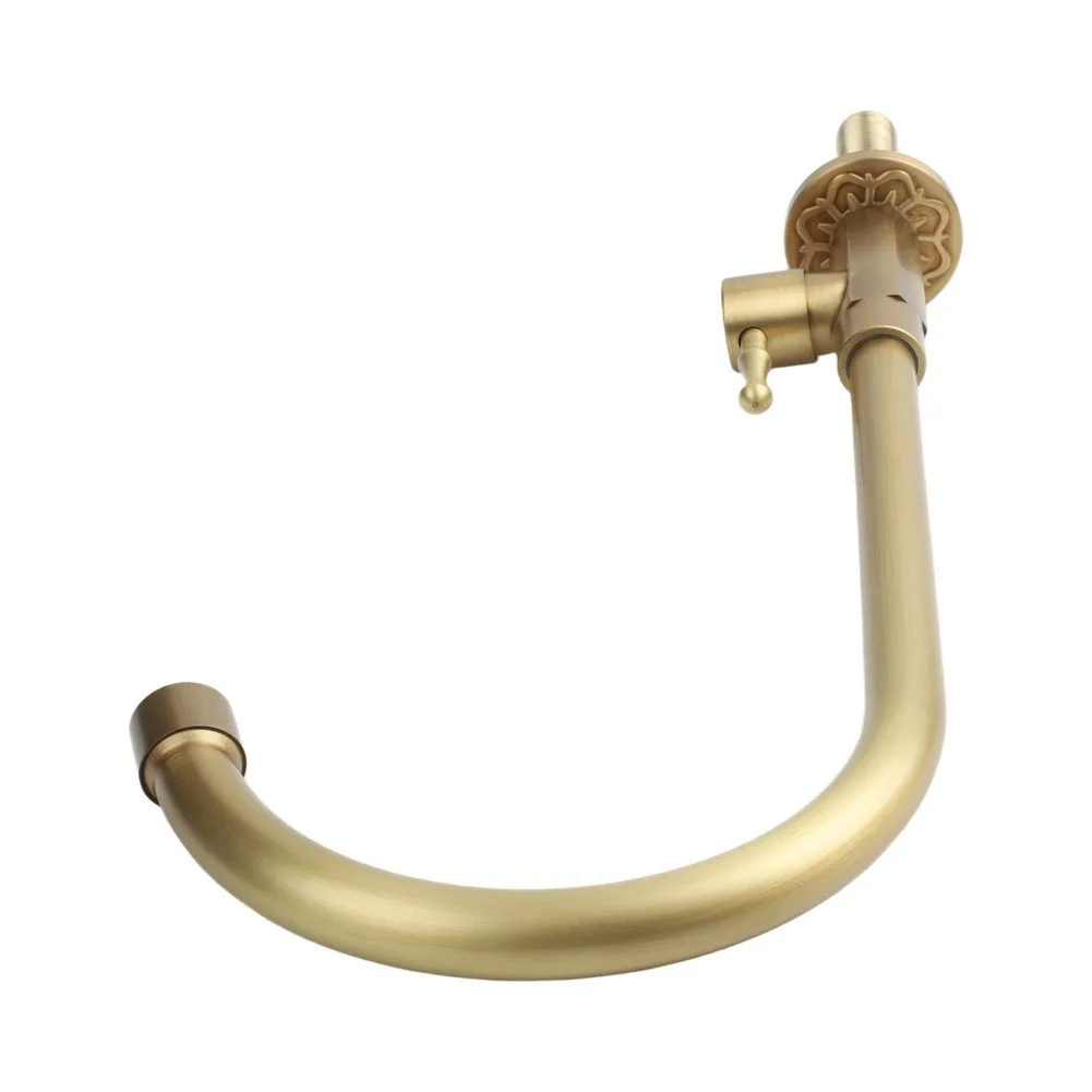 Single Handle Antique Copper Cold Water Tap with Vertical Mount Design and Fully Rotating Spout for Outdoor Basins