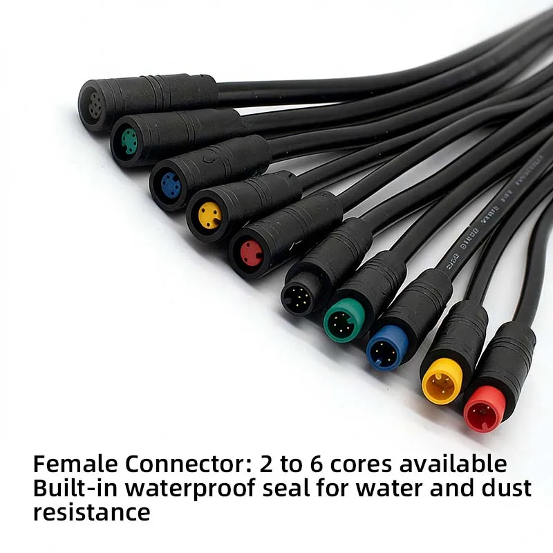 Waterproof Cable M6-2P3P4-Hole 5-Pin 6-Core Male/Female Connector with Injection Molded Housing and Wired Harness