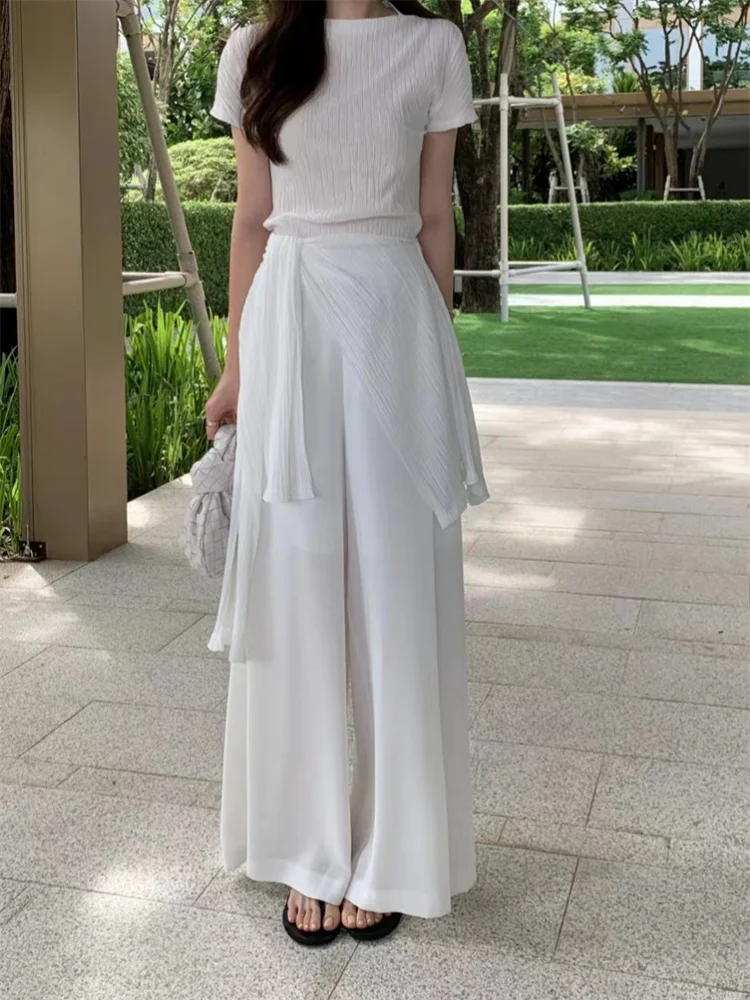 

3colors SM Korean style Long trousers female summer 2024 high waist Wide Leg long pants womens (cs2175)