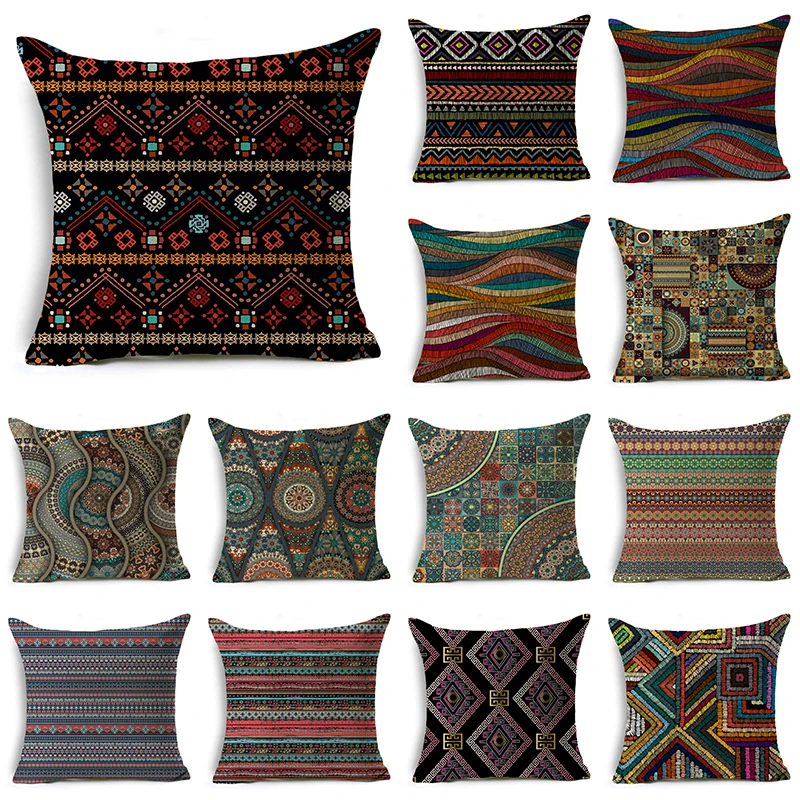 Indian Boho Pillowcases Ethnic Bohemian Pillows Case for Living Room Bedroom Garden Bed Sofa Pillow Covers Decorative Home Decor