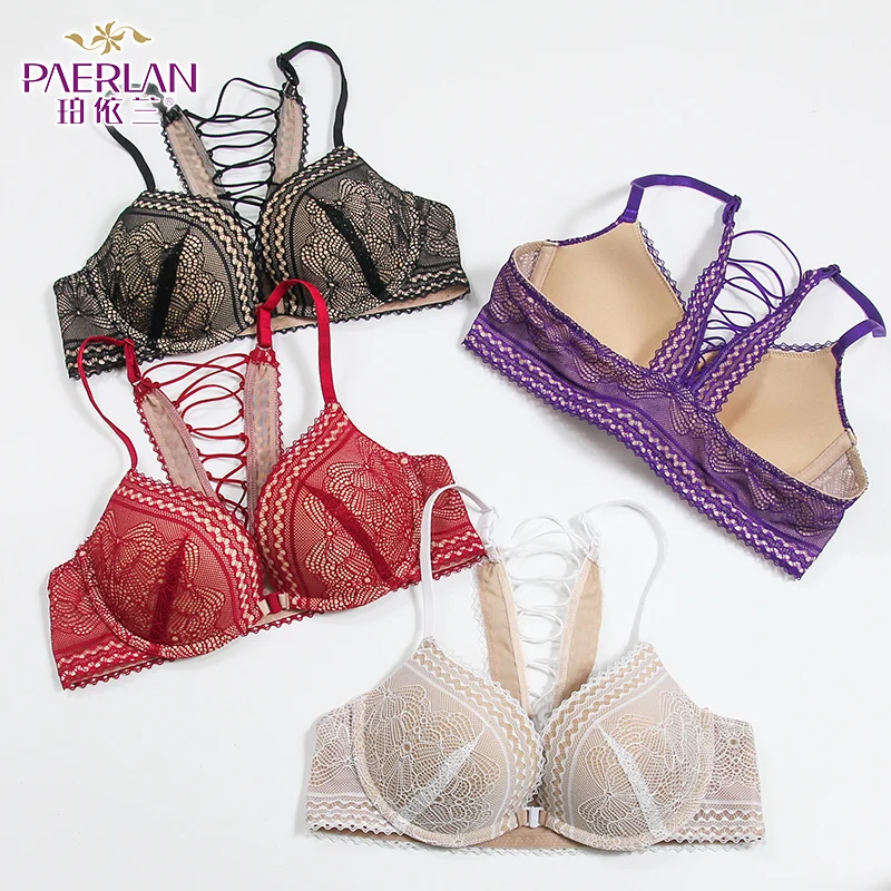 PAERLAN-Front Buckle Bra sem suporte de aço, três quartos Cup, sexy beleza volta, personalidade confortável