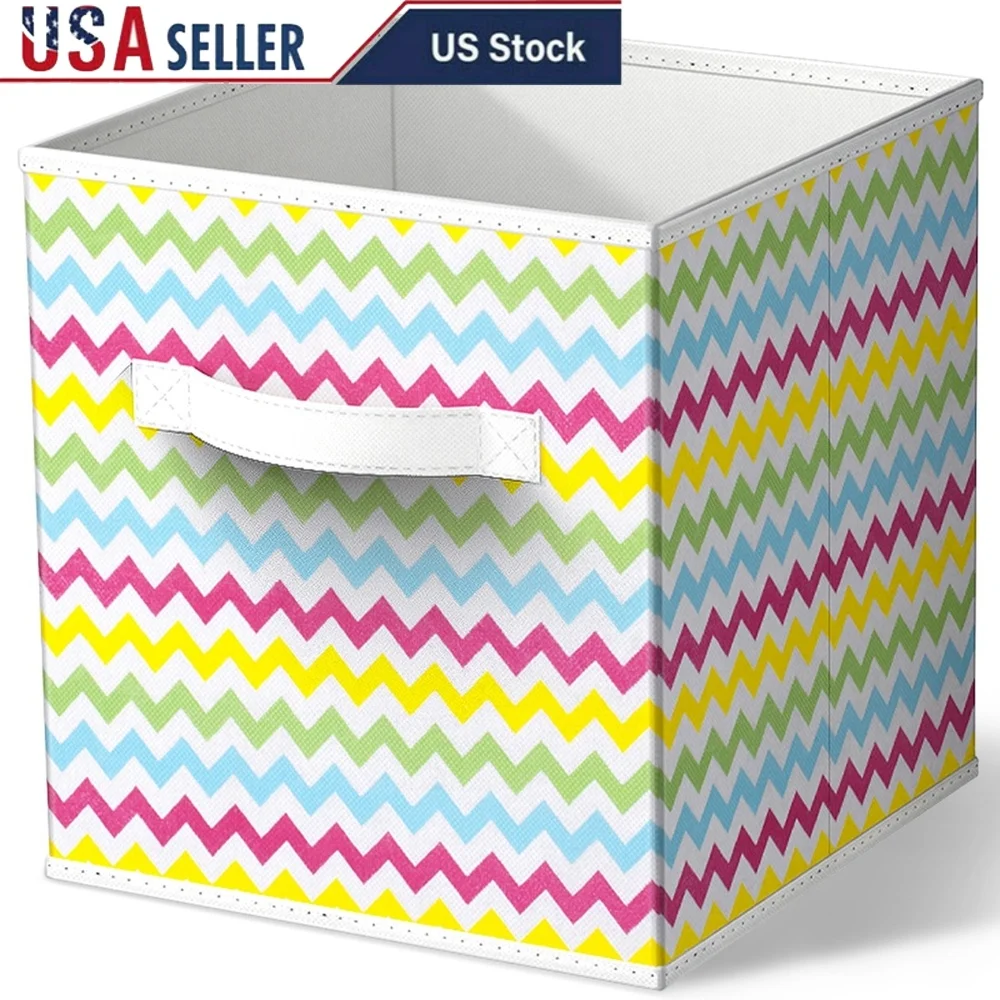 

Collapsible Storage Bin Durable Nonwoven Fabric Cube Multi-Color Organizing Tote Toys Clothes Crafts Kids Room Closet