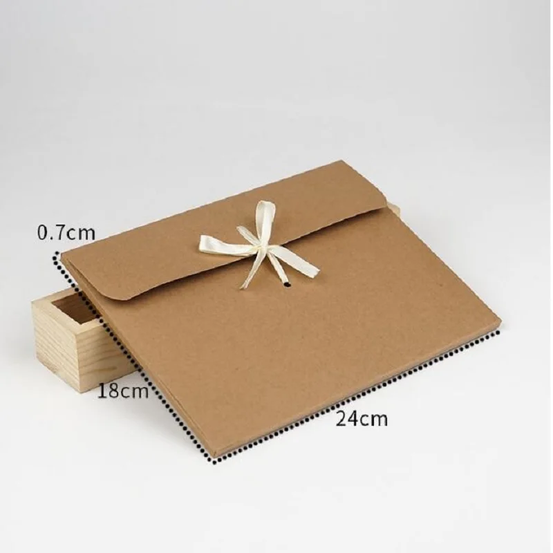 5pcs/lot  24*18*0.7cm Large Gift Scarf Envelope Box Packaging with Ribbon Kraft Gift Box postcard photo Package paper box