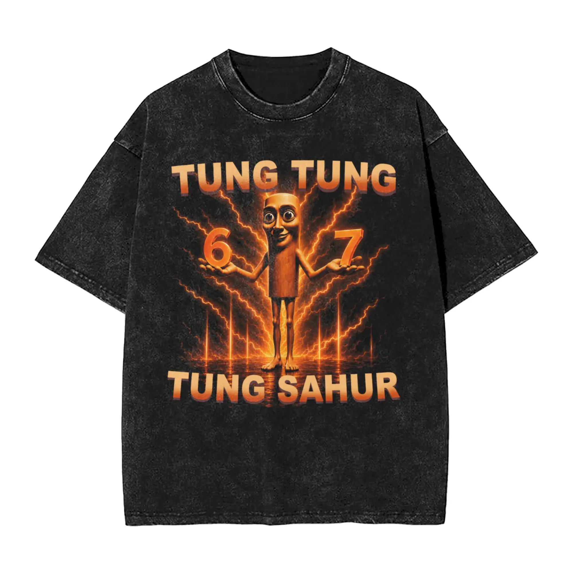 Cool Tung Tung Tung Sahur is Calling Funny 67 Six Seven Meme T-Shirts Men Crewneck Cotton Washed T Shirt  Short Sleeve Tee Shirt