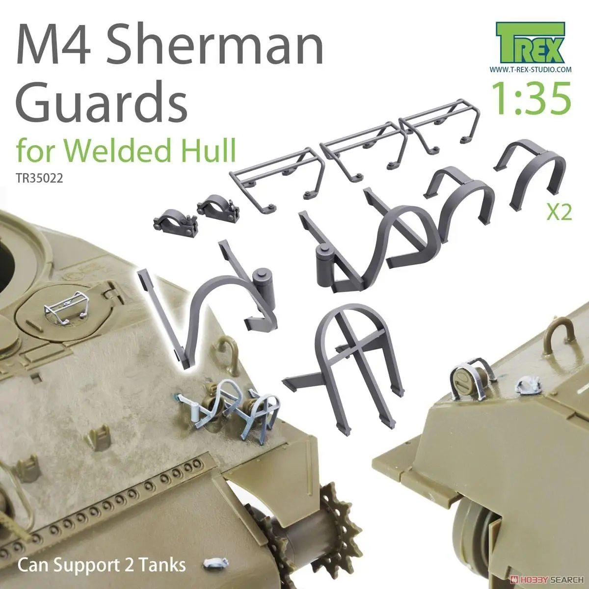 T-REX 35022 1/35 M4 SHERMAN TANK LIGHT / SCOPE GUARD SET FOR WELDED BODY 2 PARTS