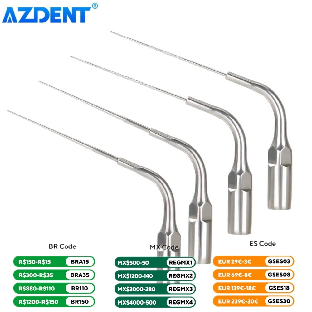 AZDENT-atacador ultrasónico de endodoncia Dental, puntas de irrigador Endo, tratamiento de conducto radicular de titanio, hilo de odontología, tipo