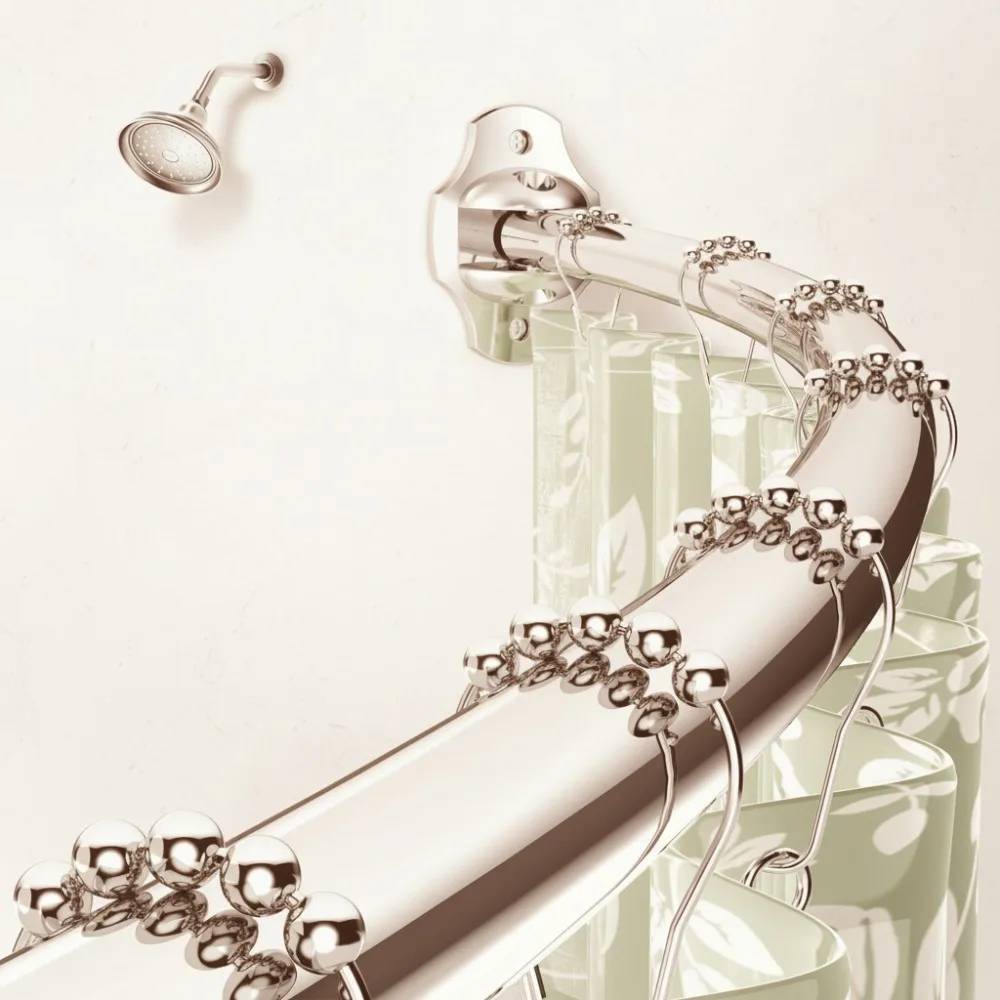 

Curved Shower Curtain Rod Adjustable 42-73 Inches Stainless Steel Bathroom Space Saver Chrome
