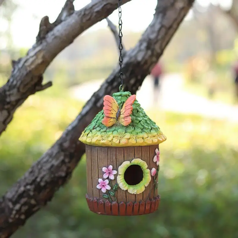 

Bird House For Outdoors Hangable Bird Cottage Resin Decorative Cute Small Birdhouses Cottage For Swallow Tree Garden Yard