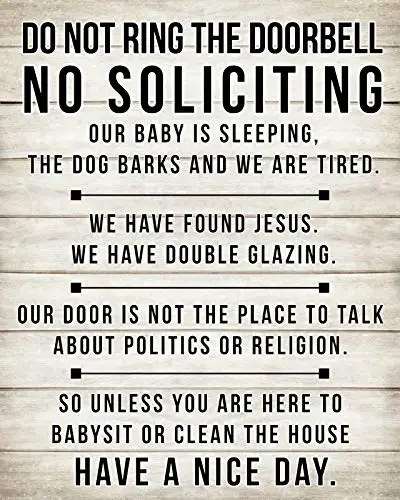 Do Not Ring Doorbell No Soliciting Baby Sleeping 8x12 Inch Wall Decor Retro Tin Sign Travel